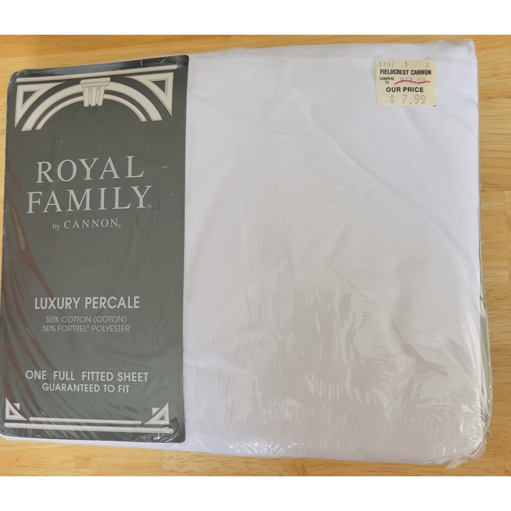 VTG 70's Cannon Royal Family Luxury Percale White Full Fitted Sheet NOS Sealed